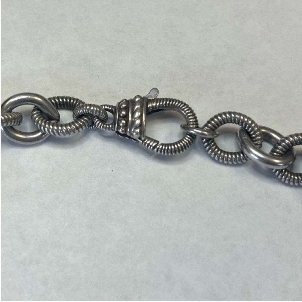 Judith Ripka .925 Silver Textured Rolo Link Barrel Chain Necklace 18.5” 100g - Picture 9 of 14